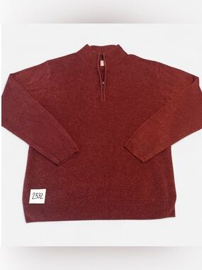 American Threads Men's Zip-Neck Sweater in Deep Maroon